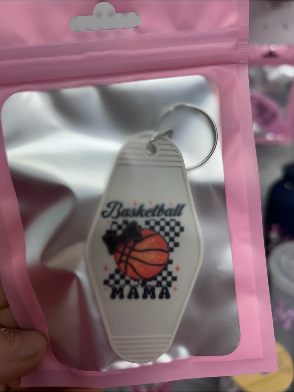 Basketball Mama Keychain - White/Orange